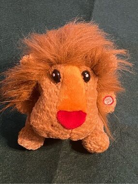 Plush Orange Lion Toy with Red Nose - Soft Huggable Animal
